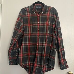 Ralph Lauren Classic Tartan Plaid Long Sleeve Button Front Shirt Mens